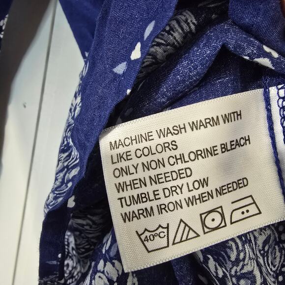 Orivs Blockprint Lighweight Tunic Tip Blue Bohemian Lightweight Size Small - Picture 6 of 9